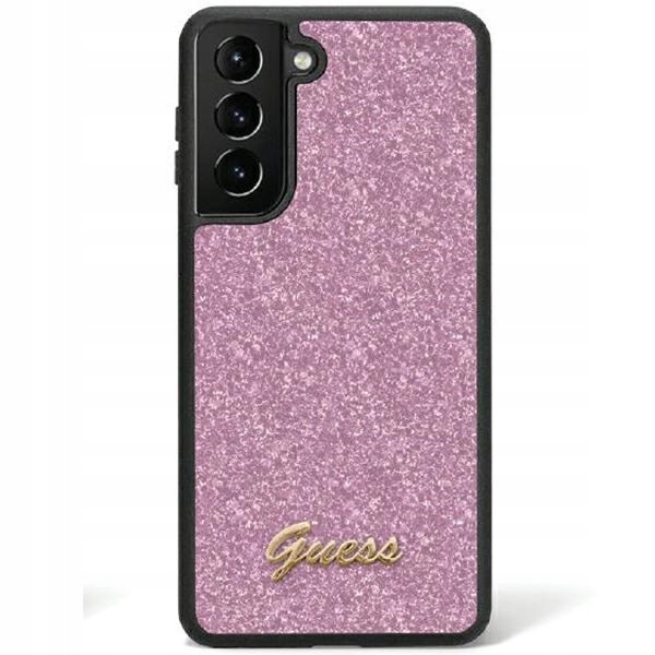 Guess Glitter Flakes Metal Logo pouzdro pro Samsung Galaxy S24 fialové