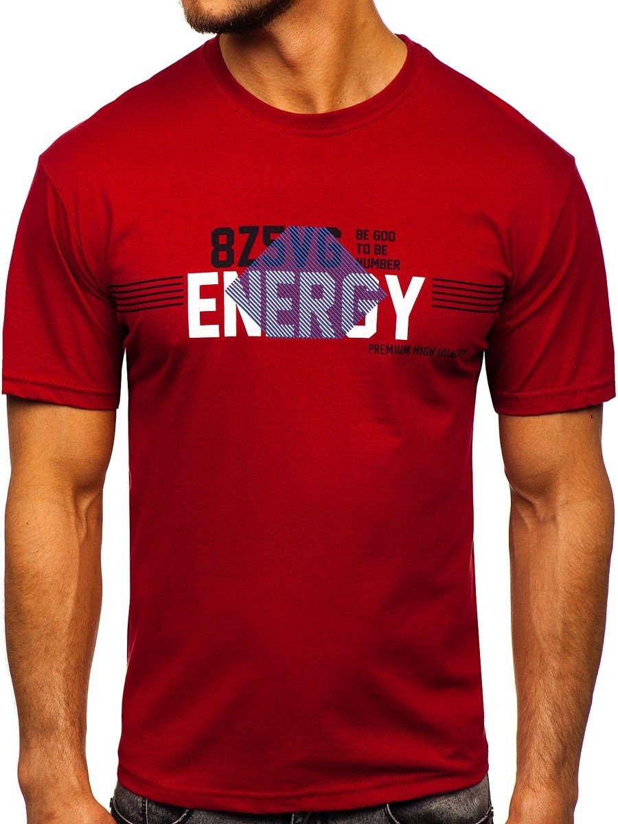 

T-shirt Koszulka Męska Bordowa 14333 Denley_m
