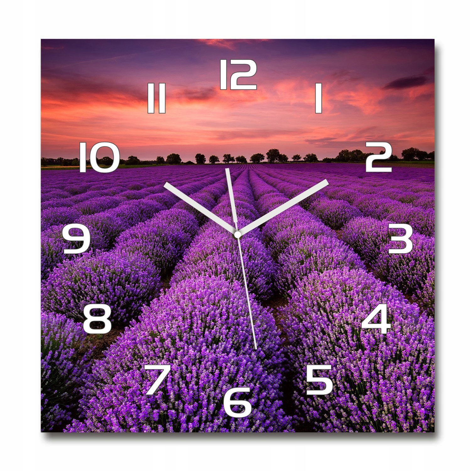 

Duży zegar ze szkła hartowanego Pole lawendy 60x60