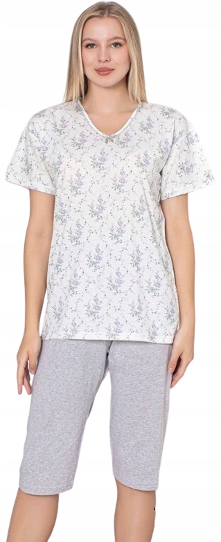 Elegantní Pyžamo Jemný Vzor Drobné Květy Louka Tričko Rybářky 4XL