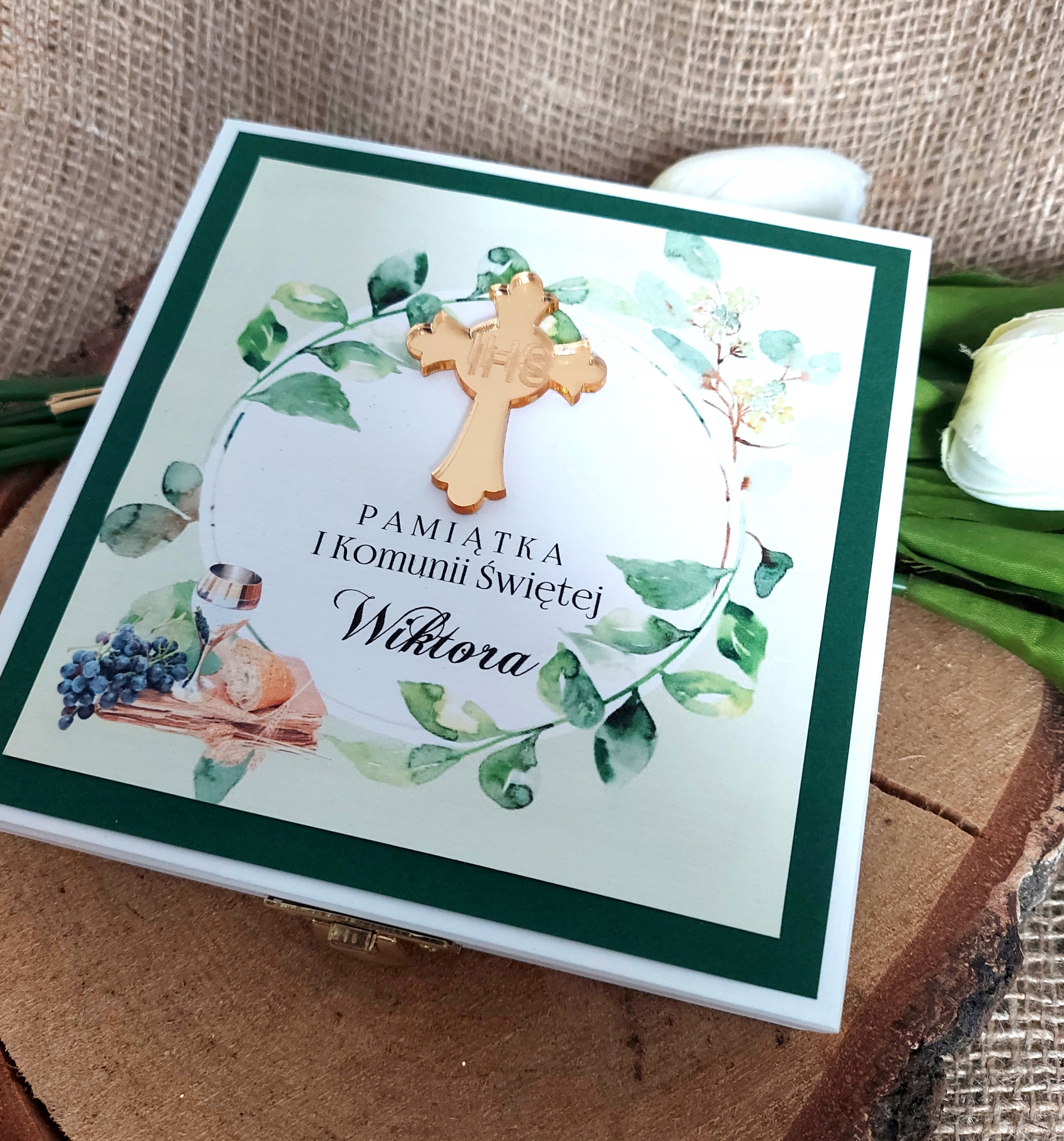 Pamiątka Komunii Świętej ZŁOTY RÓŻANIEC * PREZENT Przeznaczenie dla gości