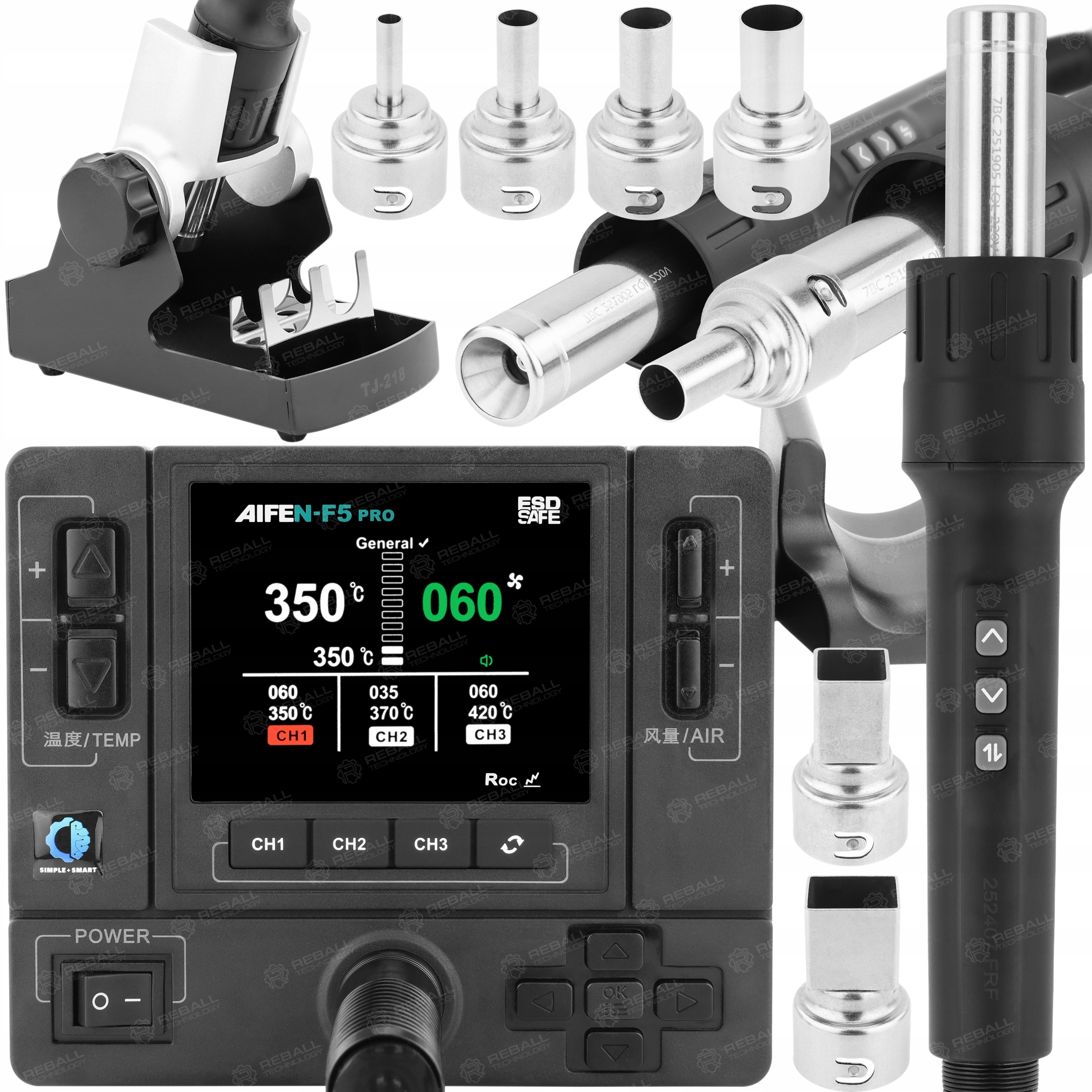 Horkovzdušná Pájecí Stanice Aifen F5 Pro 1000W 6 Trysek