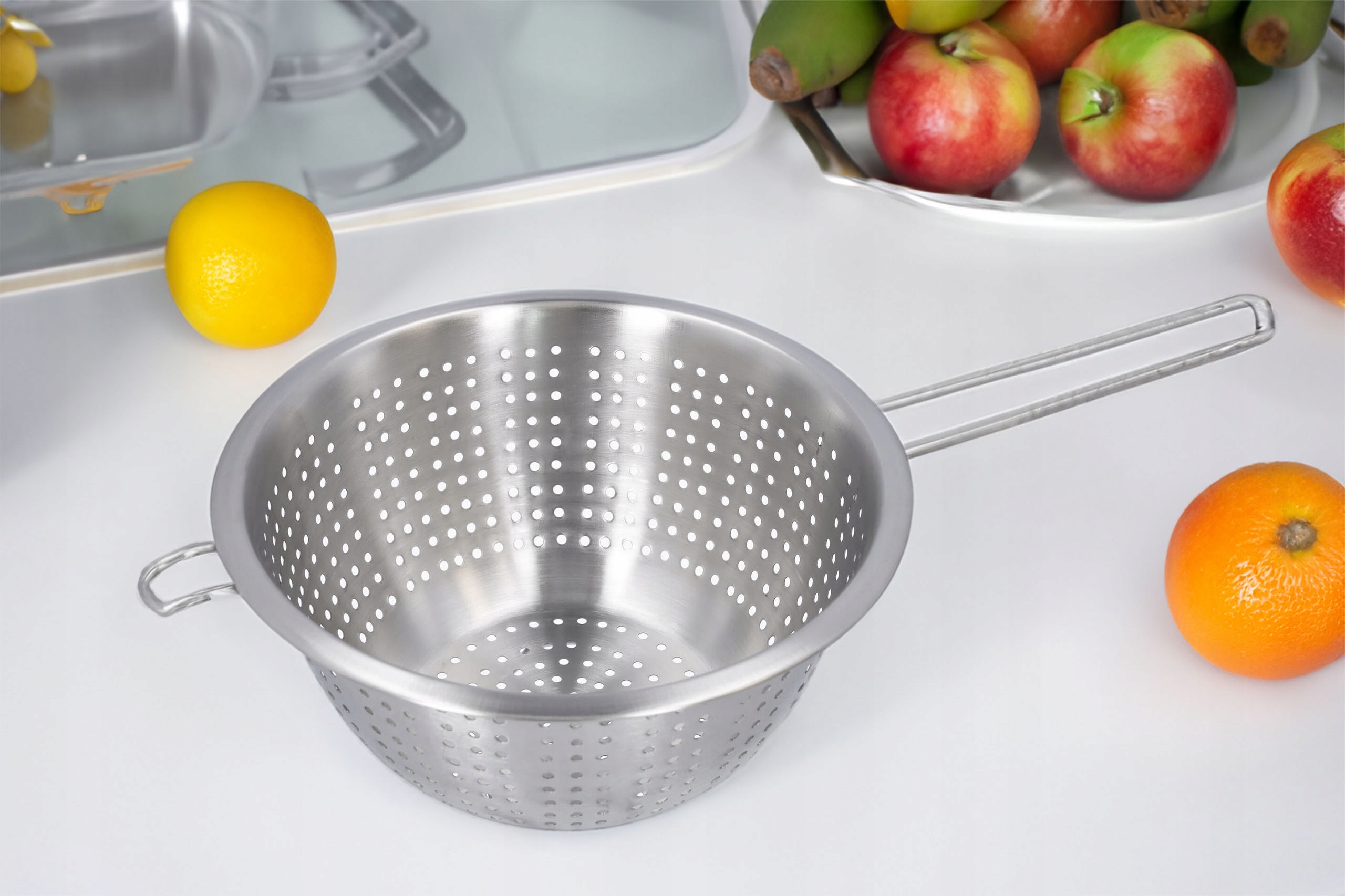 SITKO DURSZLAK CEDZAK KUCHENNY STALOWY Z RĄCZKĄ Kolor srebrny