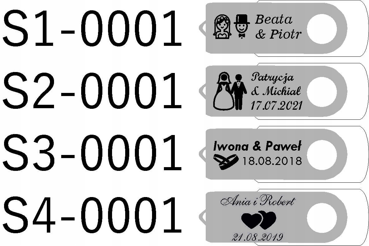 Pendrive 32 GB 2.0 + Metalowy Box + Grawer ŚLUB Marka MemoRabbit