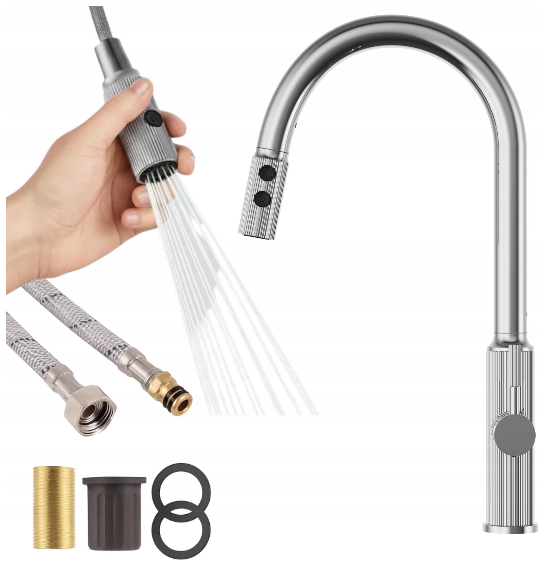 Kuchyňská baterie chrom vytahovací sprcha Stojanový kohout Luna 2 funkce