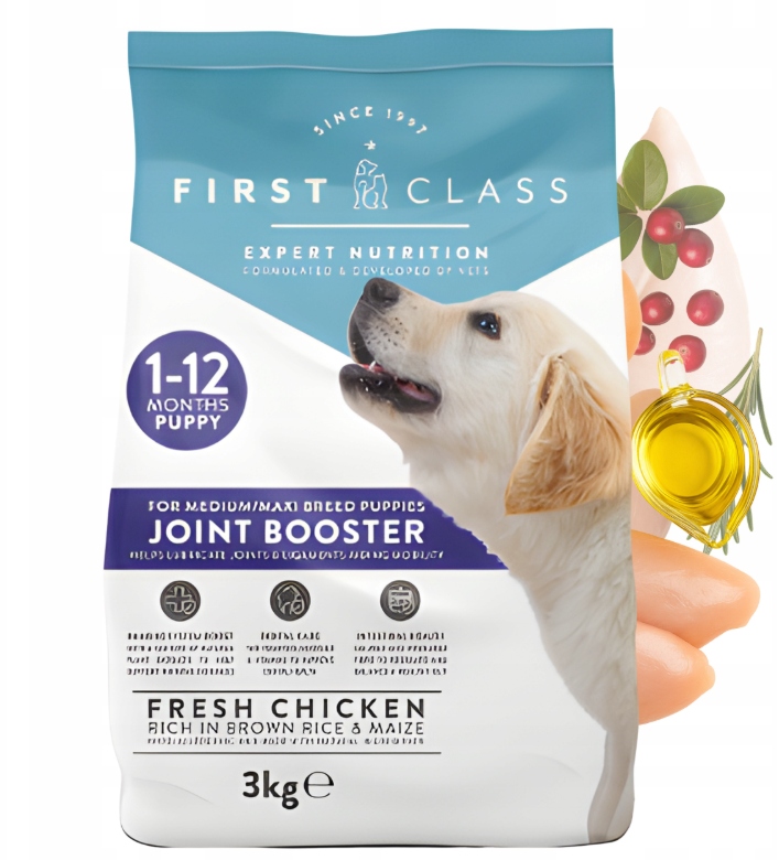 Levně First Class Premium Bezobilné suché krmivo pro štěňata Ochrana kloubů 3 kg