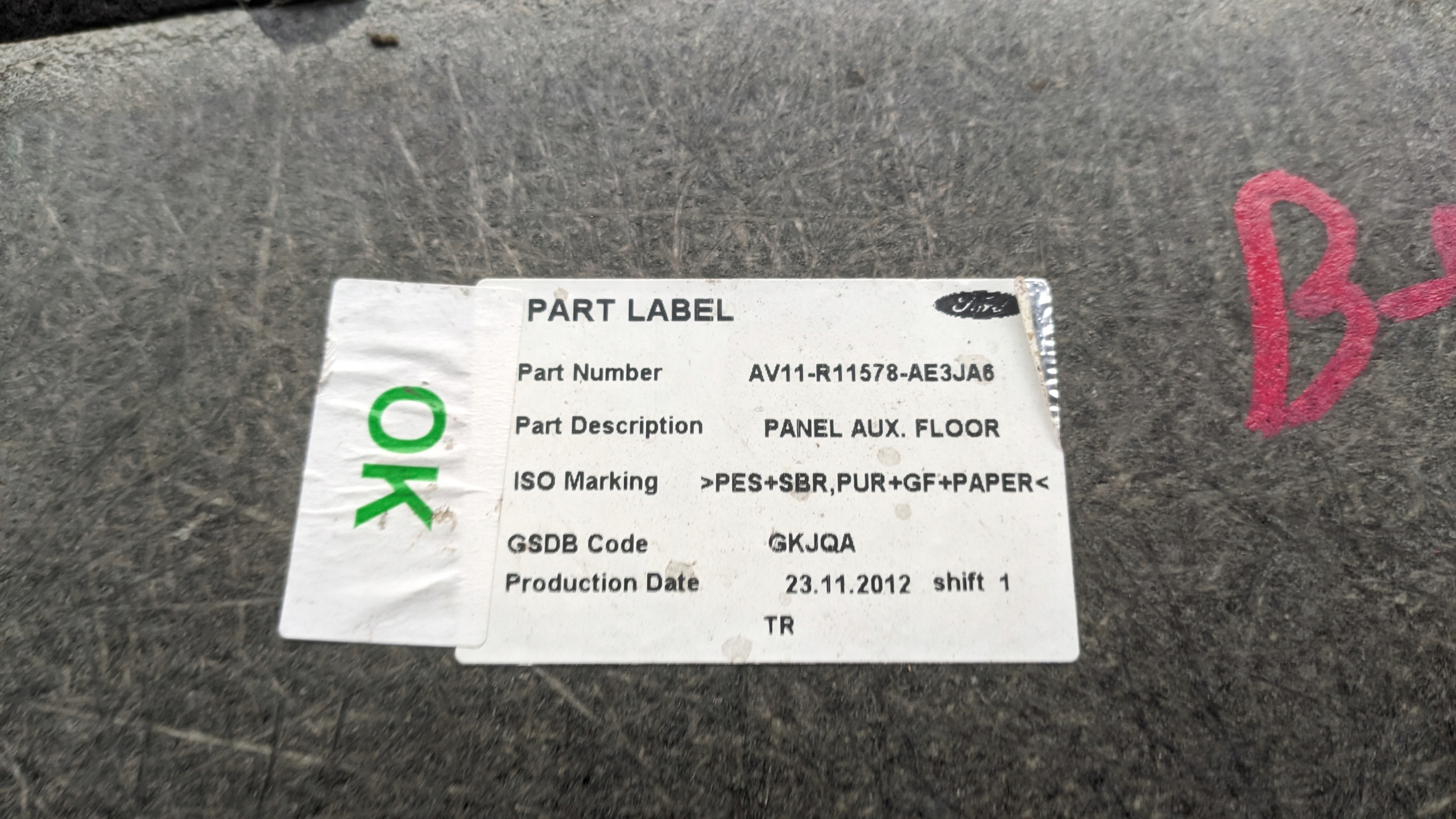 FORD B-MAX 12R 1.0 EB mats floor boot AY11-R11578-AE