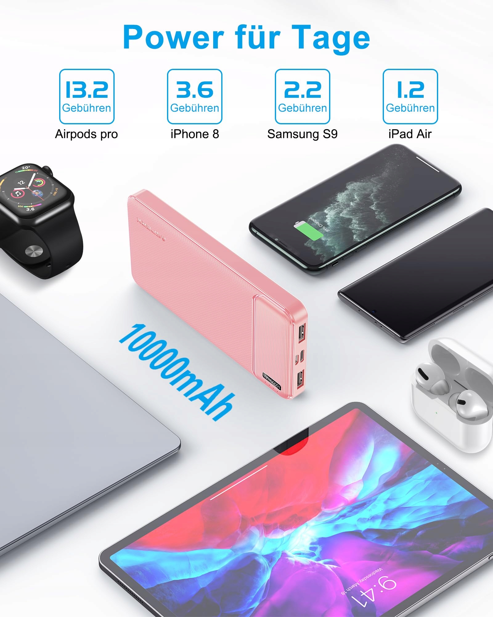 ASPERX Power Bank 2 Sztuki 10000mAh USB-C Kompatybilny z iPhone Samsung — miniatura 9