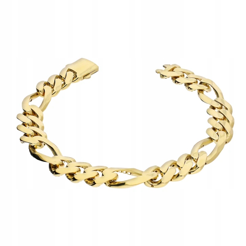 Náramek ze zlata 585, efektní figaro, široký, značkový jako dárek