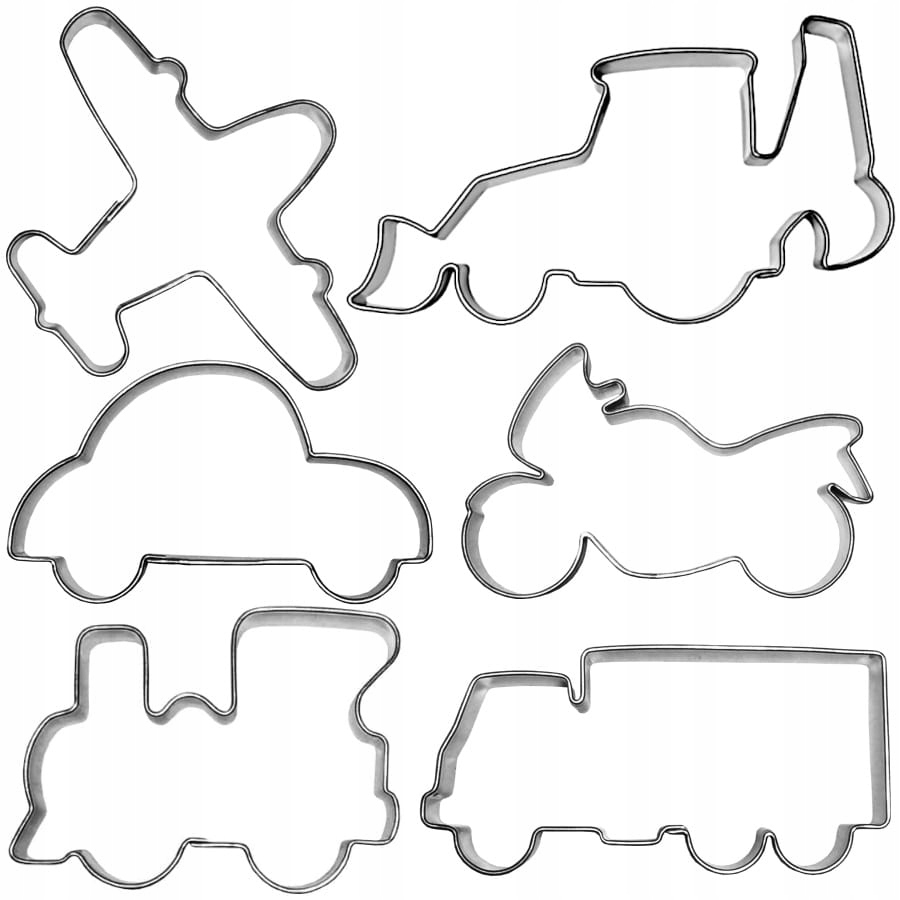 

Foremki do ciastek 6szt auto samolot motor pociąg