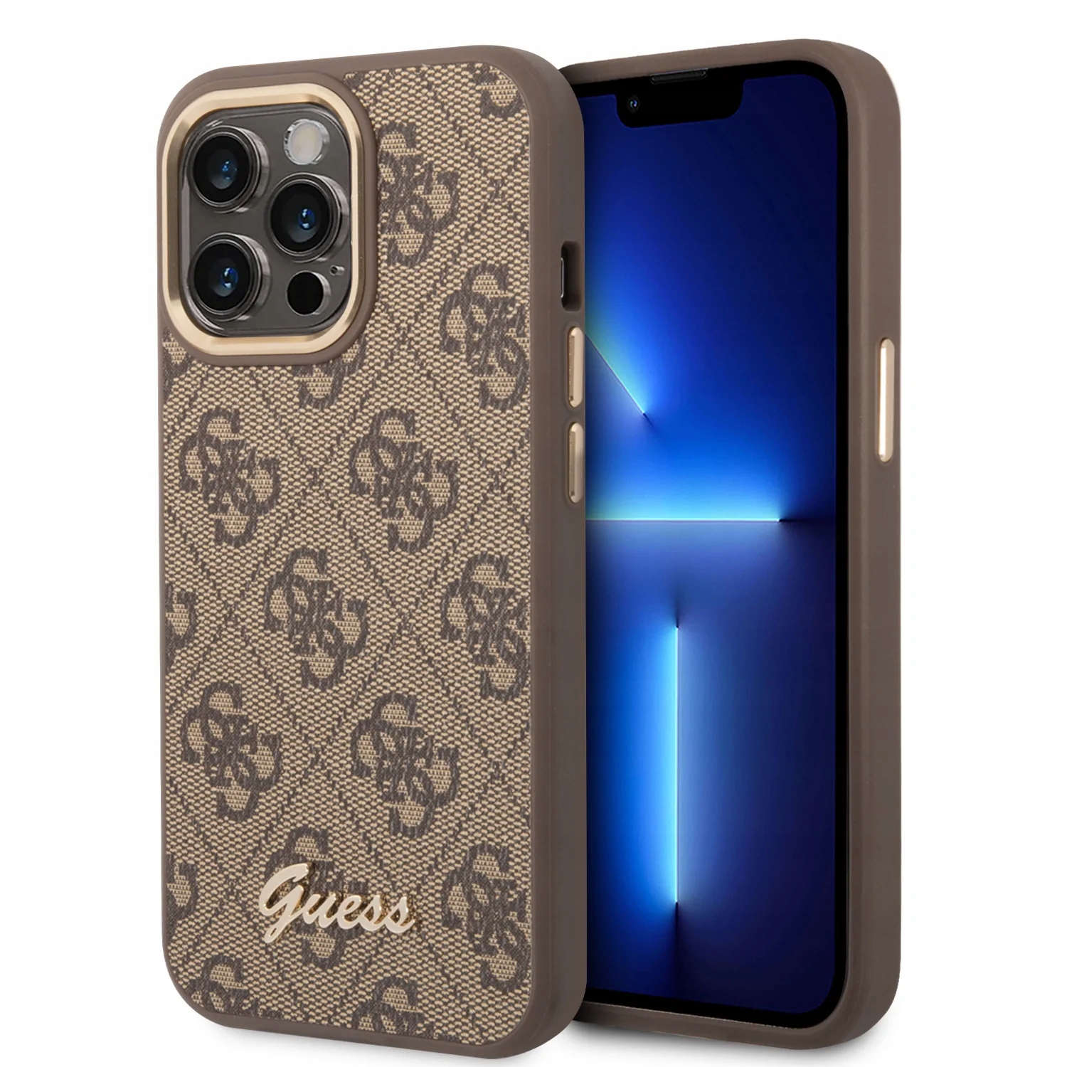 Guess 4G Metal Camera Outline Case – Pouzdro pro iPhone 14 Pro (hnědé)