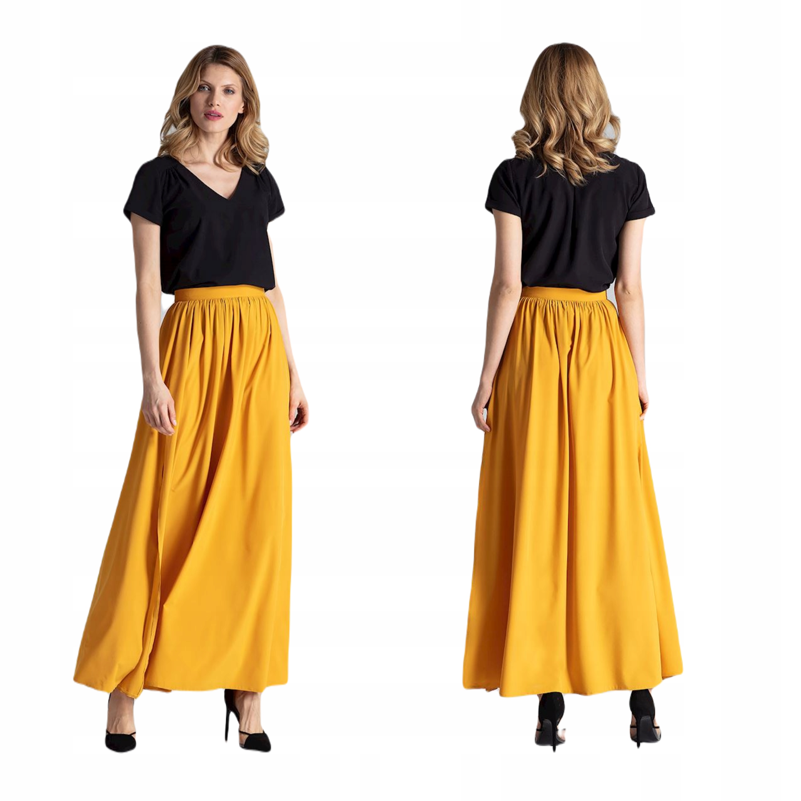 

Zwiewna spódnica maxi Musztardowy XL