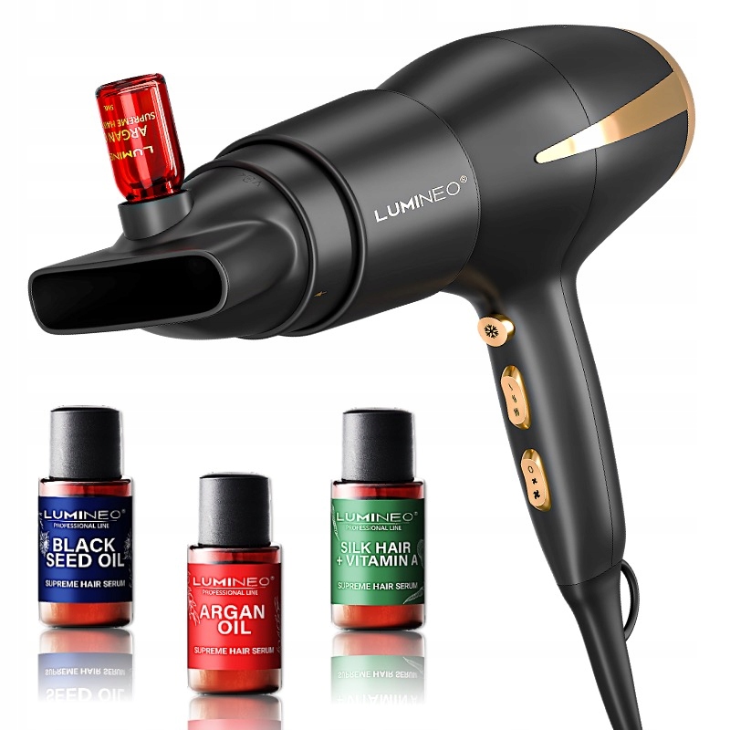 Lumineo Pro fén na vlasy 2400W 5v1 s ionizací, difuzér na oleje a 3x sérum