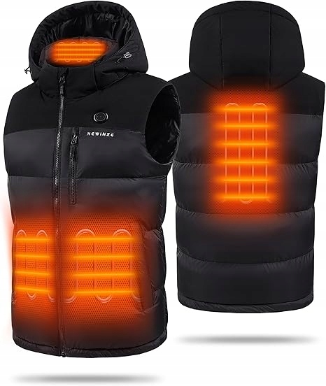 Męska Podgrzewana Termiczna Kamizelka Grzewcza Z Kapturem 3XL