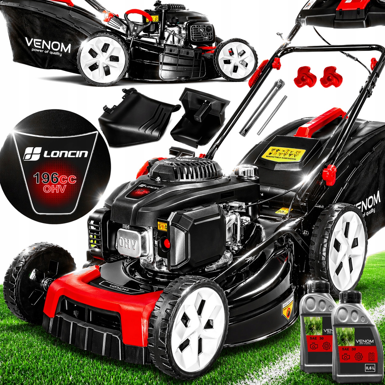 МОЩНАЯ ГАЗОНОКОСИЛКА 53 СМ ДВИГАТЕЛЬ LONCIN 196CC НОВАЯ МОДЕЛЬ 9В1