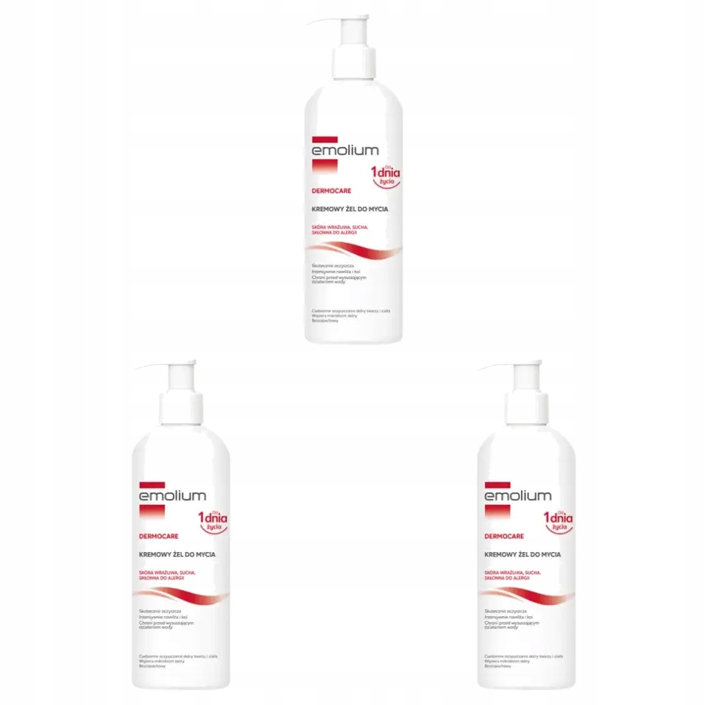 3x Emolium Kremowy żel do mycia, 200 ml