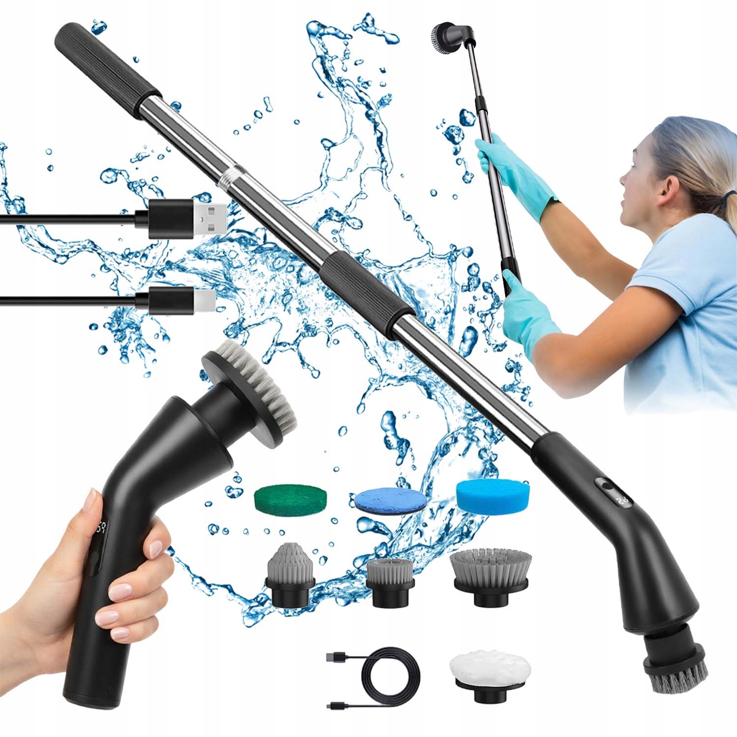 Levně Elektrický Bezdrátový Čisticí Kartáč 90 Minut Provozu IPX7