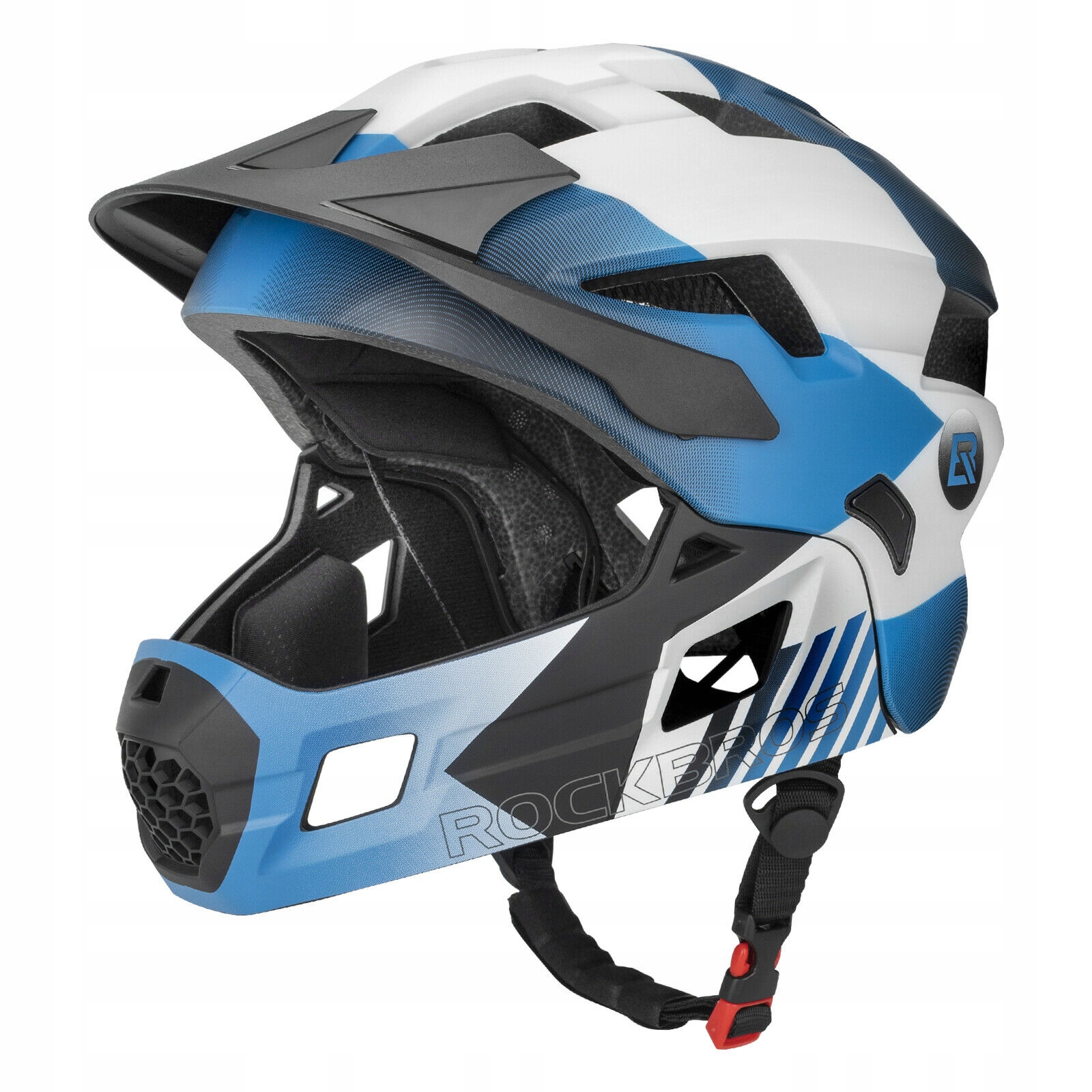 Fullface cyklistická přilba Rockbros TS61 Black White Blue M 54-57 cm