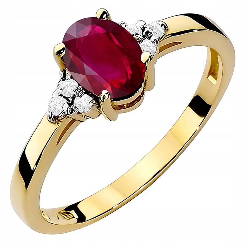 Zlatý Prstýnek Rubín 1,00 ct Brilianty 0,05 ct