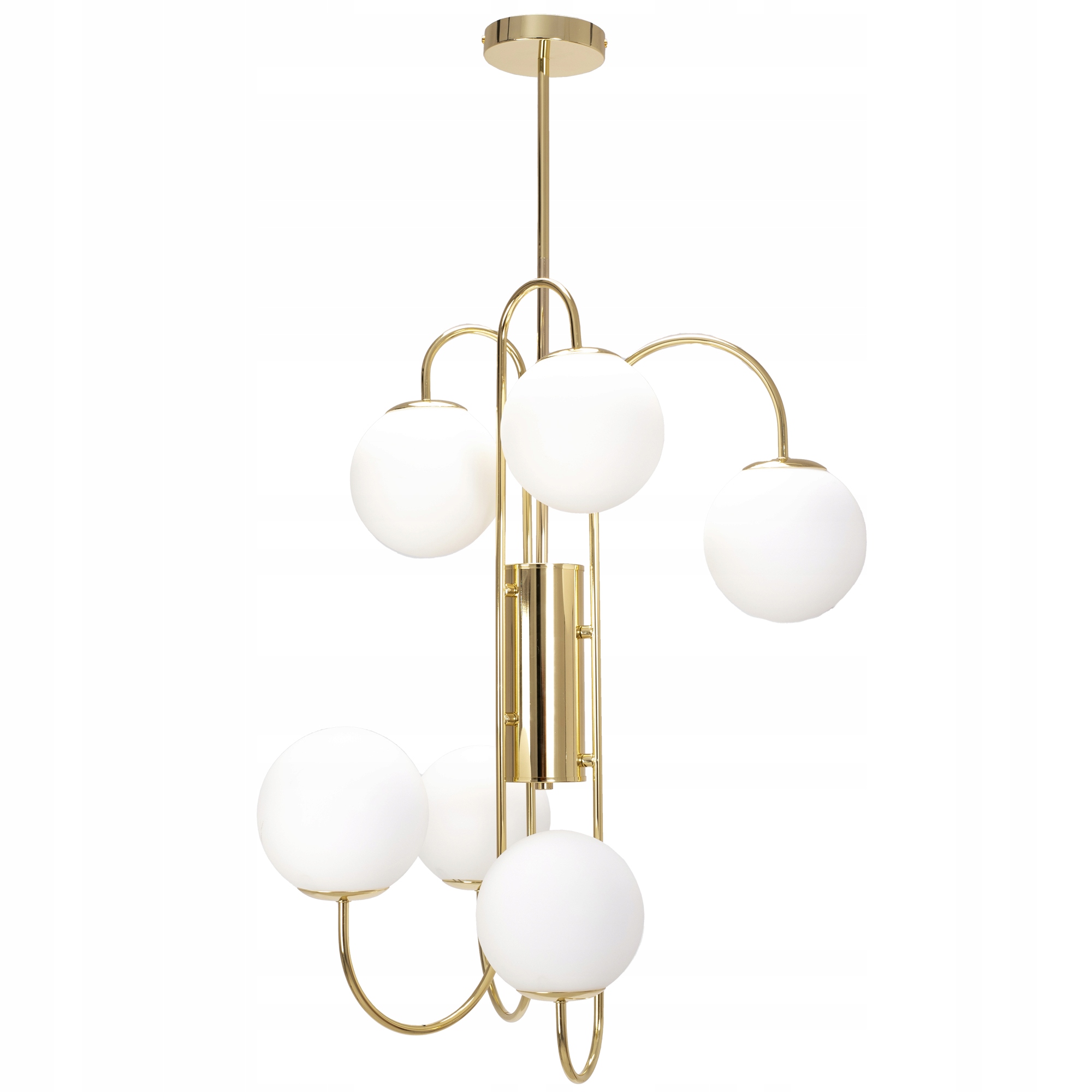 Závěsné Stropní Svítidlo Skleněná Koule Bílá Zlatá Velká Designová Glamour