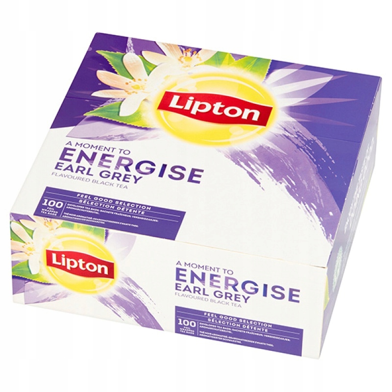 Levně Čaj Černý Lipton Energise Earl Grey 100 ks 200 g.