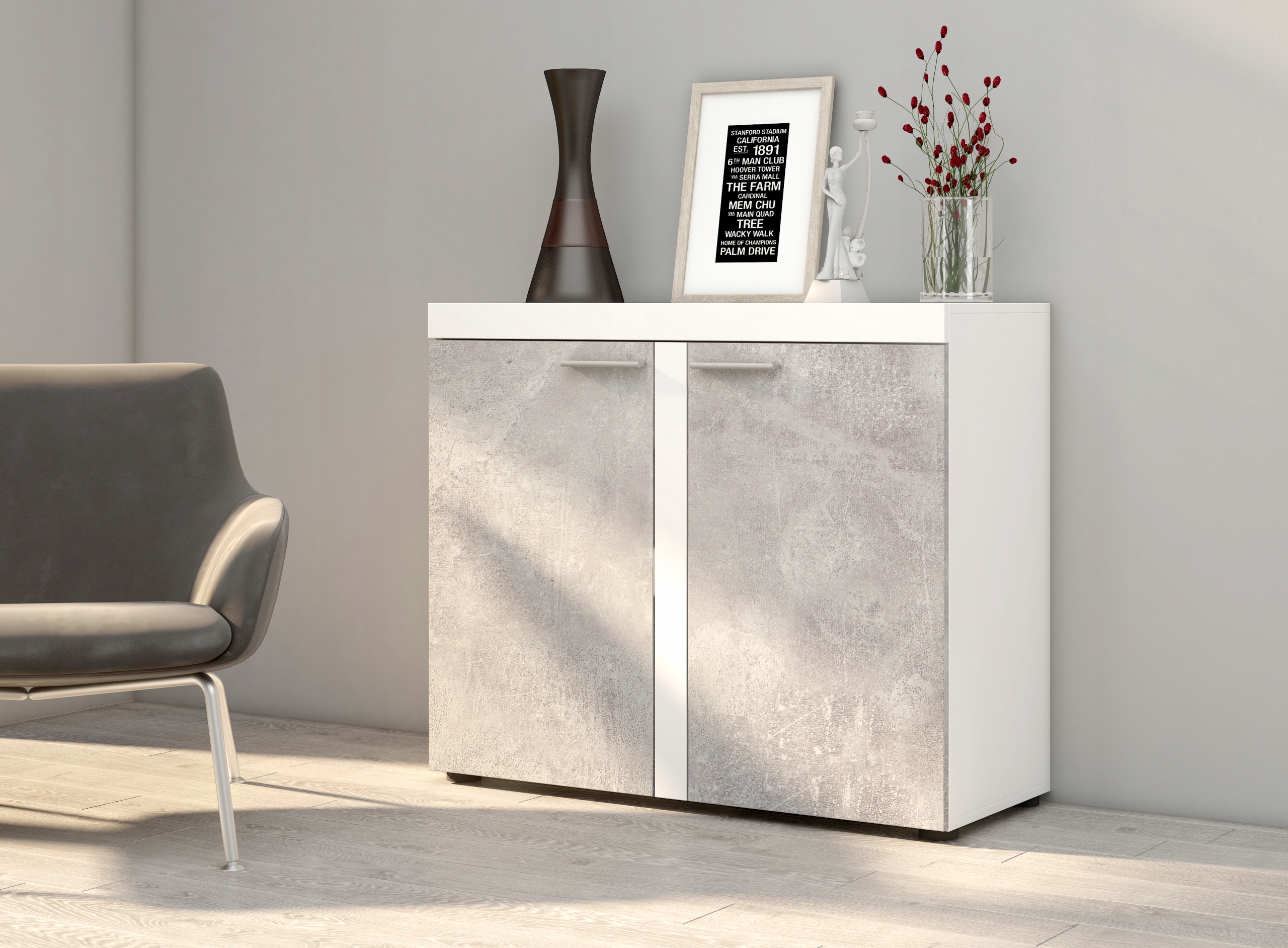 Komoda 2-Drzwiowa Salon RTV Grafit Lefkas 97 LRXK7 Marka O-Sofa