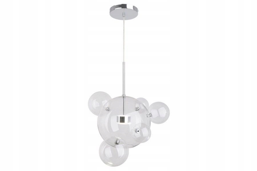 Závěsná Led lampa chromová dekorativní skleněná koule 30 cm 5 kuliček Reality