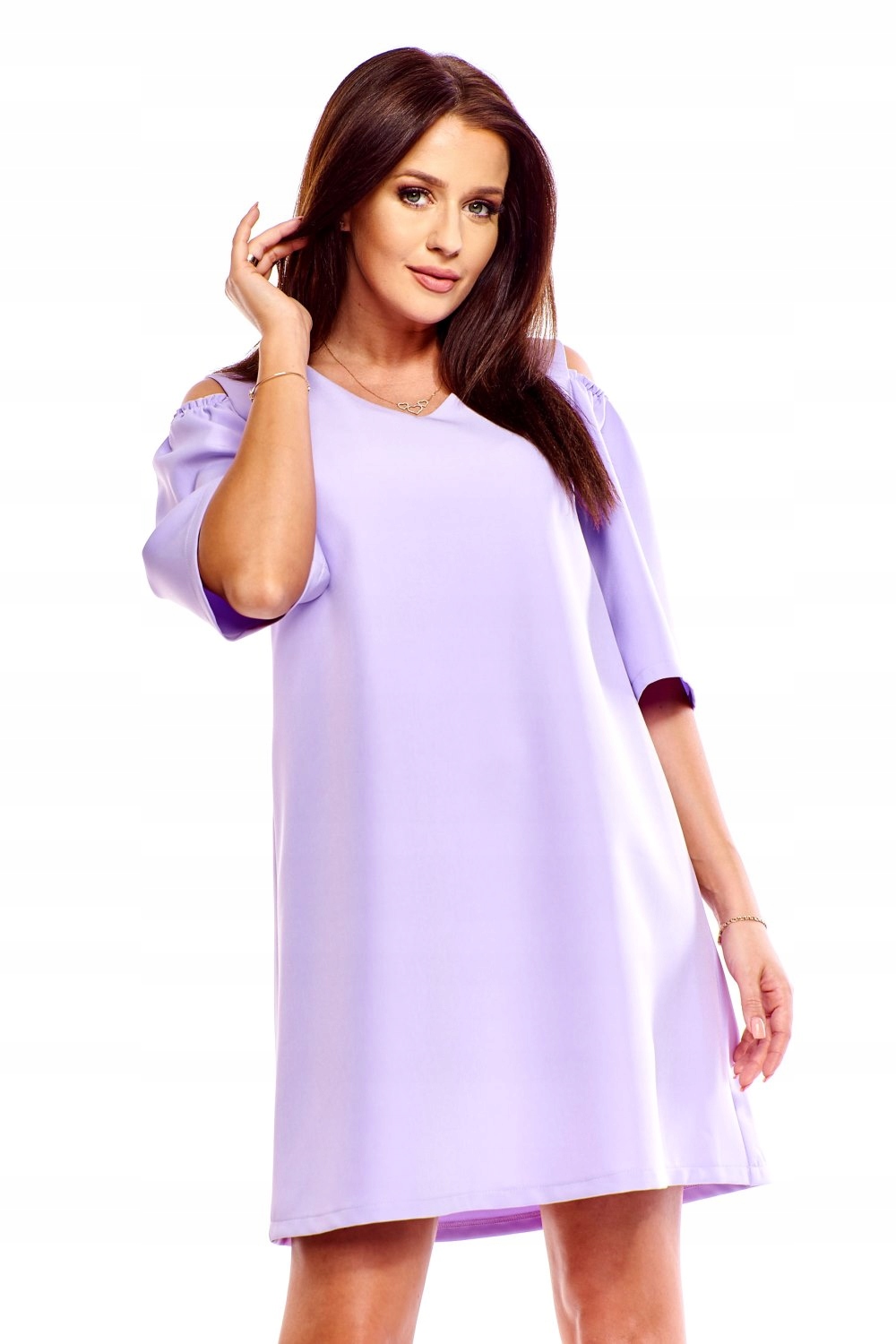 Šaty trapézové s páskem, oversize, L