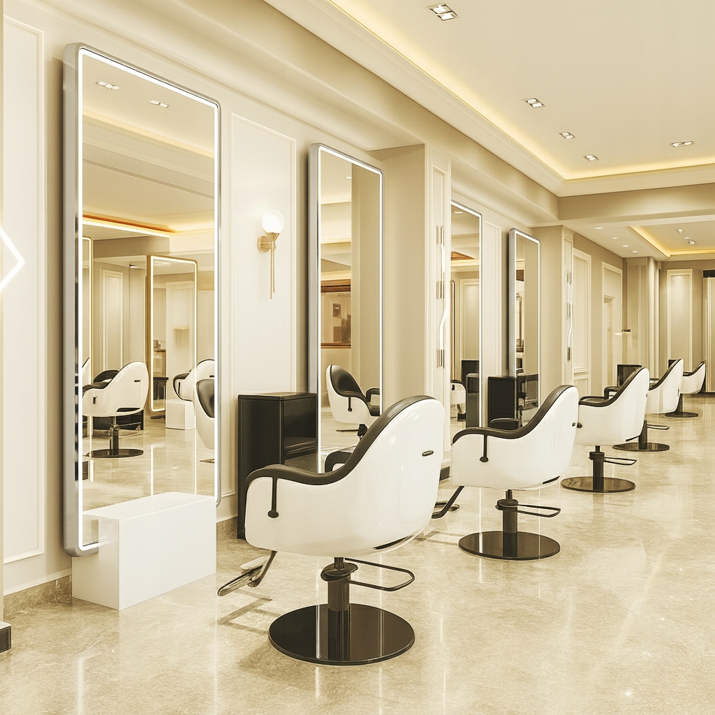 Kadeřnická konzola barberská zrcadlo kadeřnická 200x80 Led