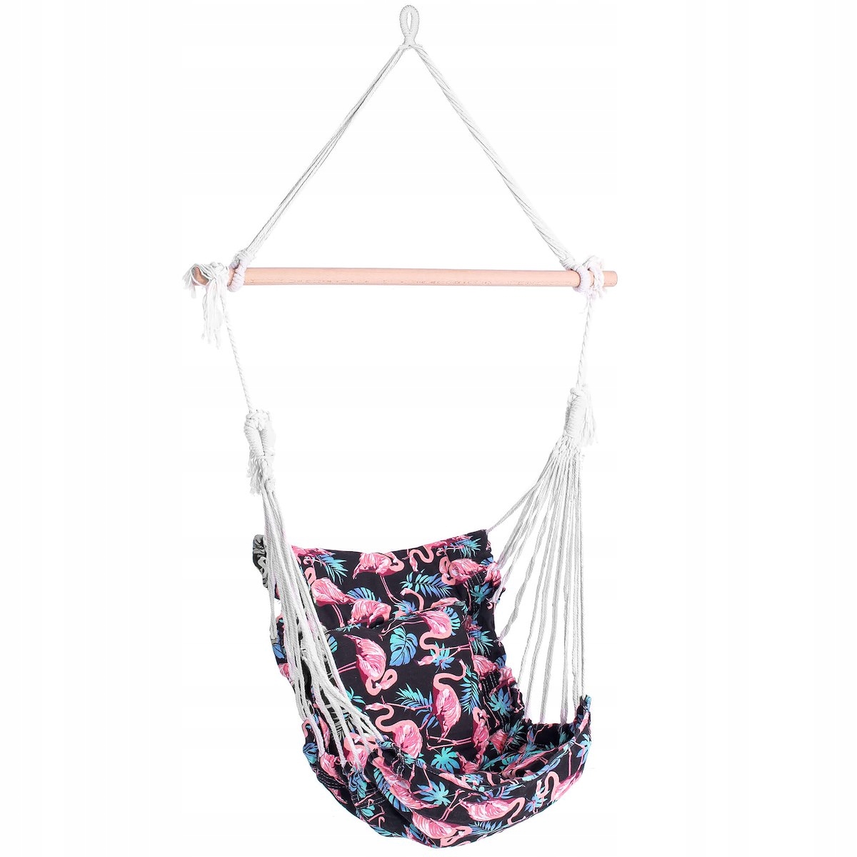 FOTEL BRAZYLIJSKI WISZĄCY HUŚTAWKA OGRODOWA HAMAK KRZESŁO HAMAKOWE BOHO Średnica/szerokość maksymalna 80 cm