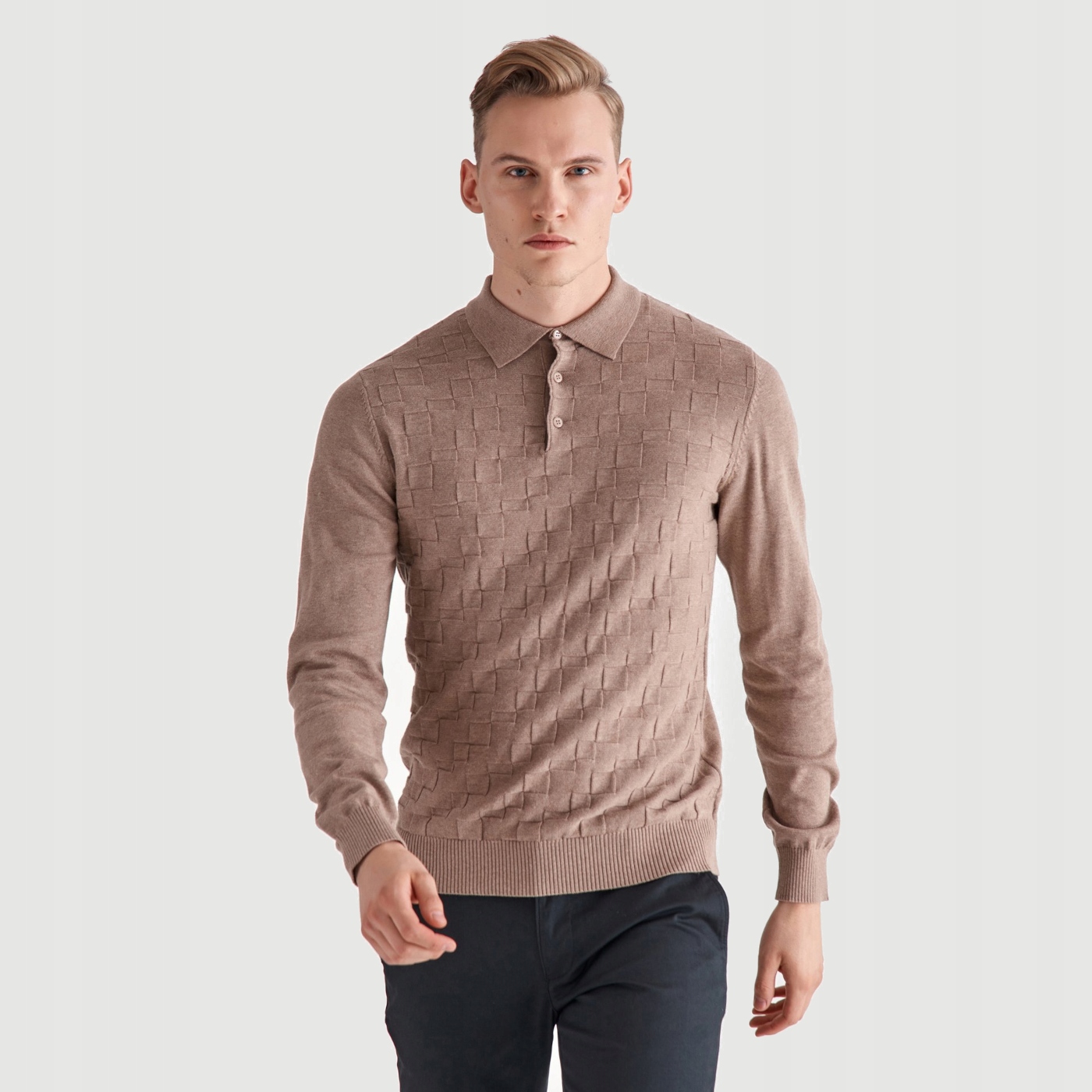 

Sweter męski polo beżowy bawełna Pako Lorente M