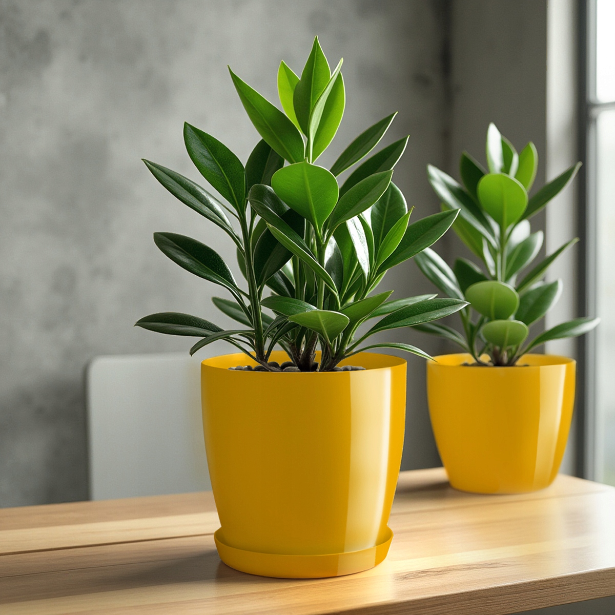 DONICZKA DONICA Z PODSTAWKĄ NA KWIATY OSŁONKA OKRĄGŁA 16 cm PLASTIK ŻÓŁTA Marka Kadax