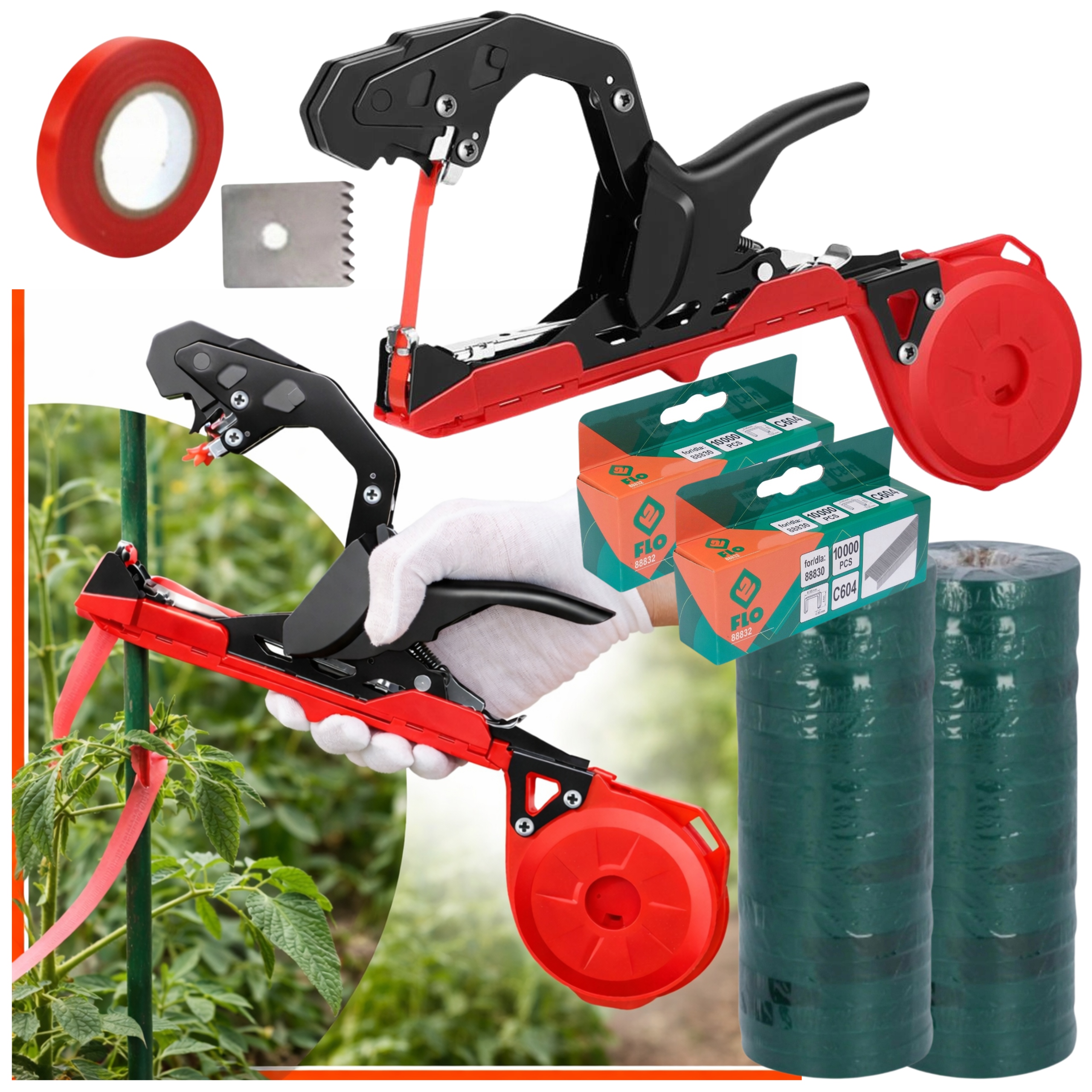 Tapener Zszywacz Ogrodniczy Do Wiązania Roślin Zestaw 25 Taśm 20tyś Zszywek