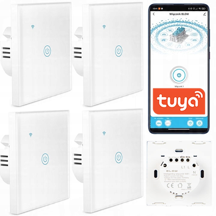 4x Dotykový Vypínač Skleneného Svetla FI60 Led Biely WiFi Tuya Smart Home
