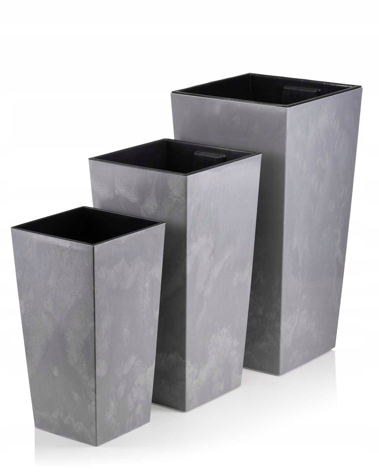 Moderné záhradné balkónové kvetináče s vložkou betónovo sivé 3ks