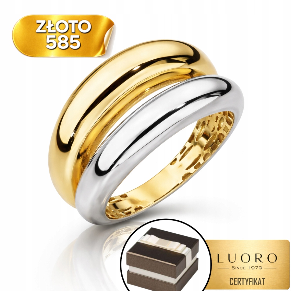 Prstýnek 585 14K Dvě Barvy Kolejnic Elegantní Jemný R19
