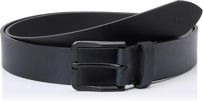 Calvin Klein Jeans Kožený Opasek Černý Se Stříbrnou Sponou 115 7AA