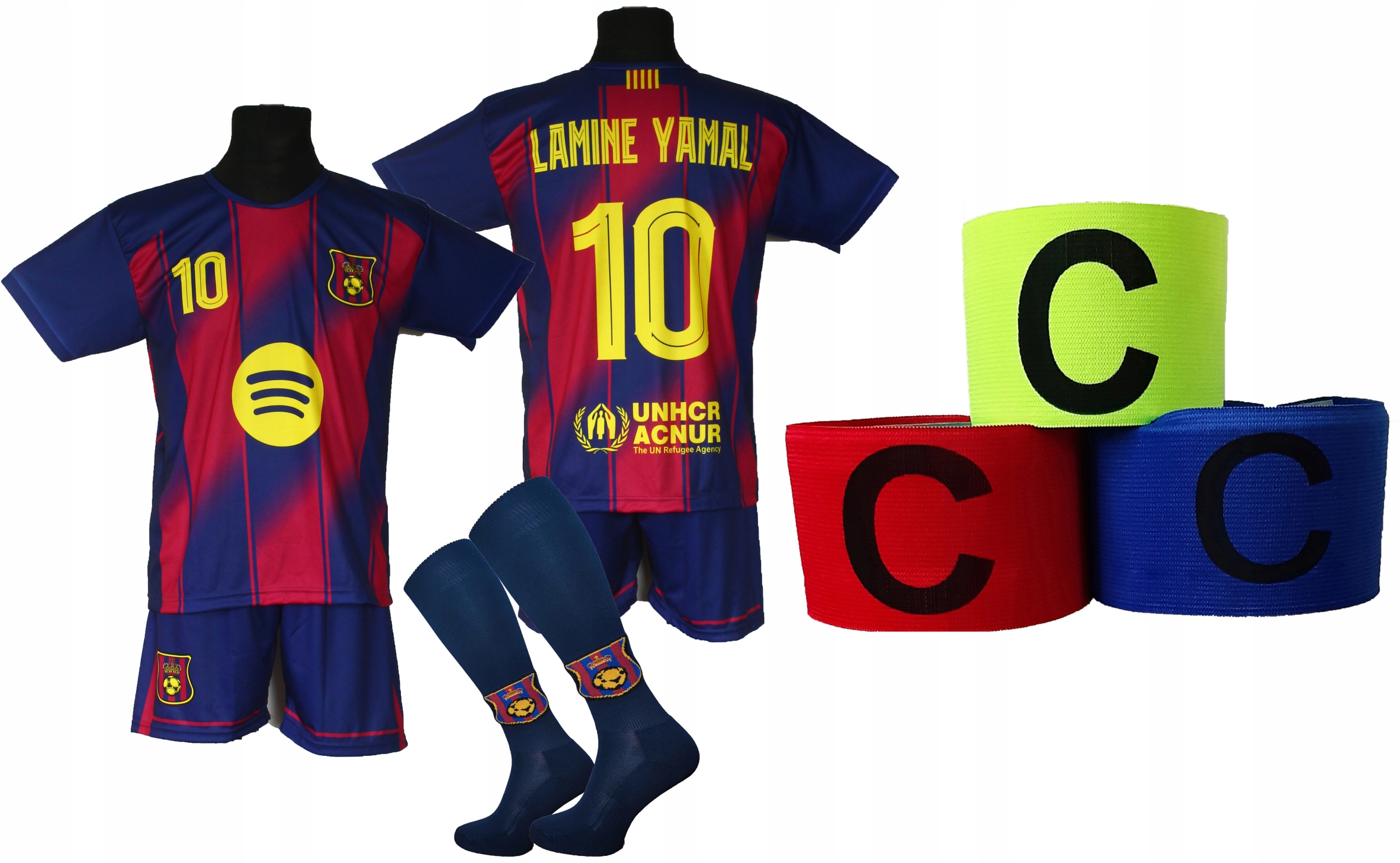 Dětské fotbalové oblečení Lamine Yamal štulpny čelenka velikost 122