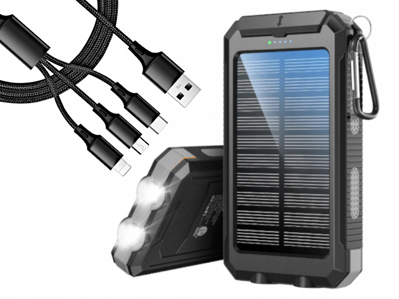 Solární powerbanka Banka solární energie kabel