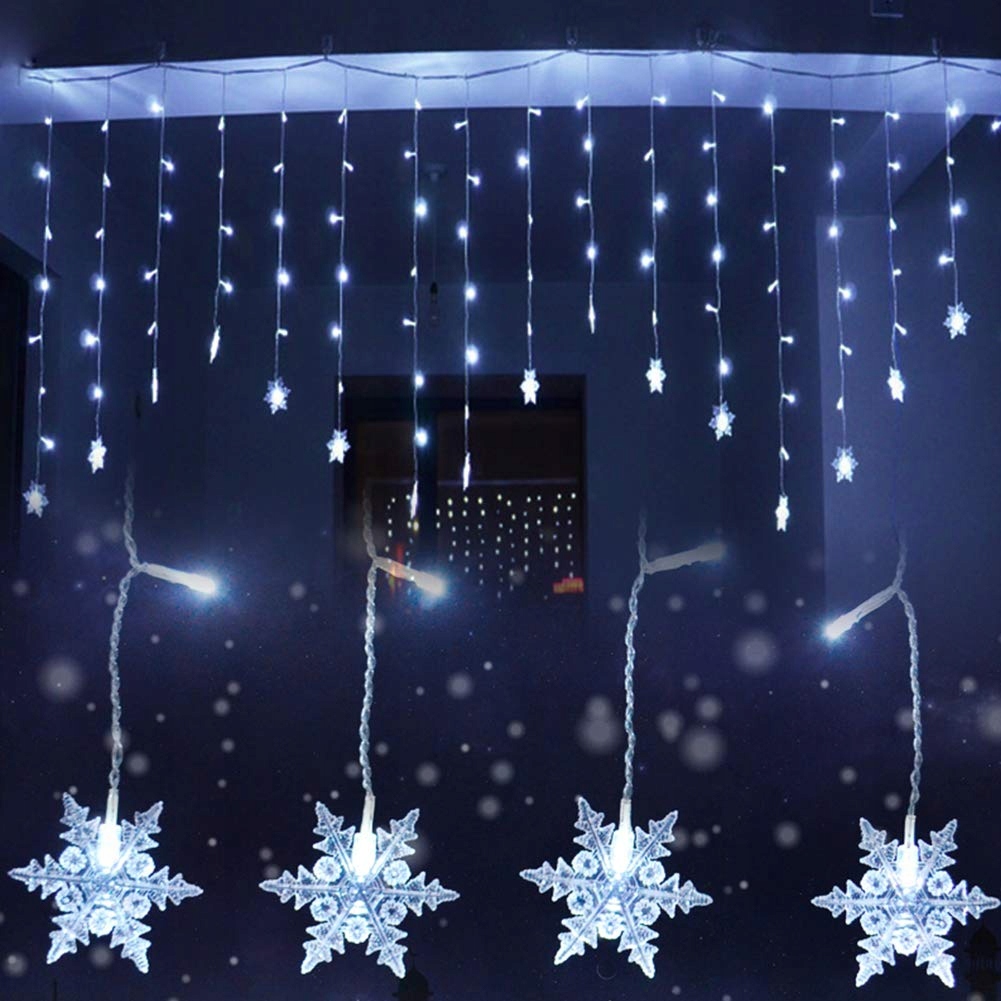 KLIGHTEN Kurtyna LED 3.5M 96 Światełek 8 Trybów Dekoracja Zimna Biel — miniatura 2