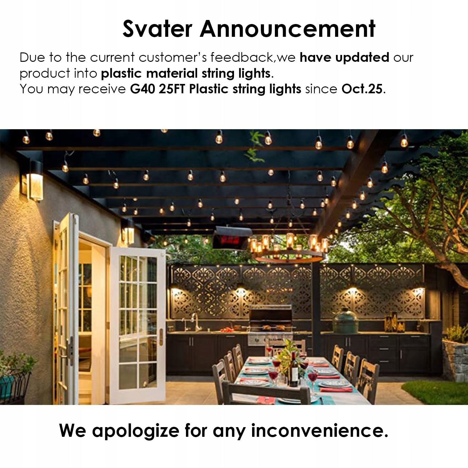 SVATER Lampki LED Girlanda G40 7.6m 23 Żarówki IP45 Ogrodowe Wodoodporne — miniatura 8