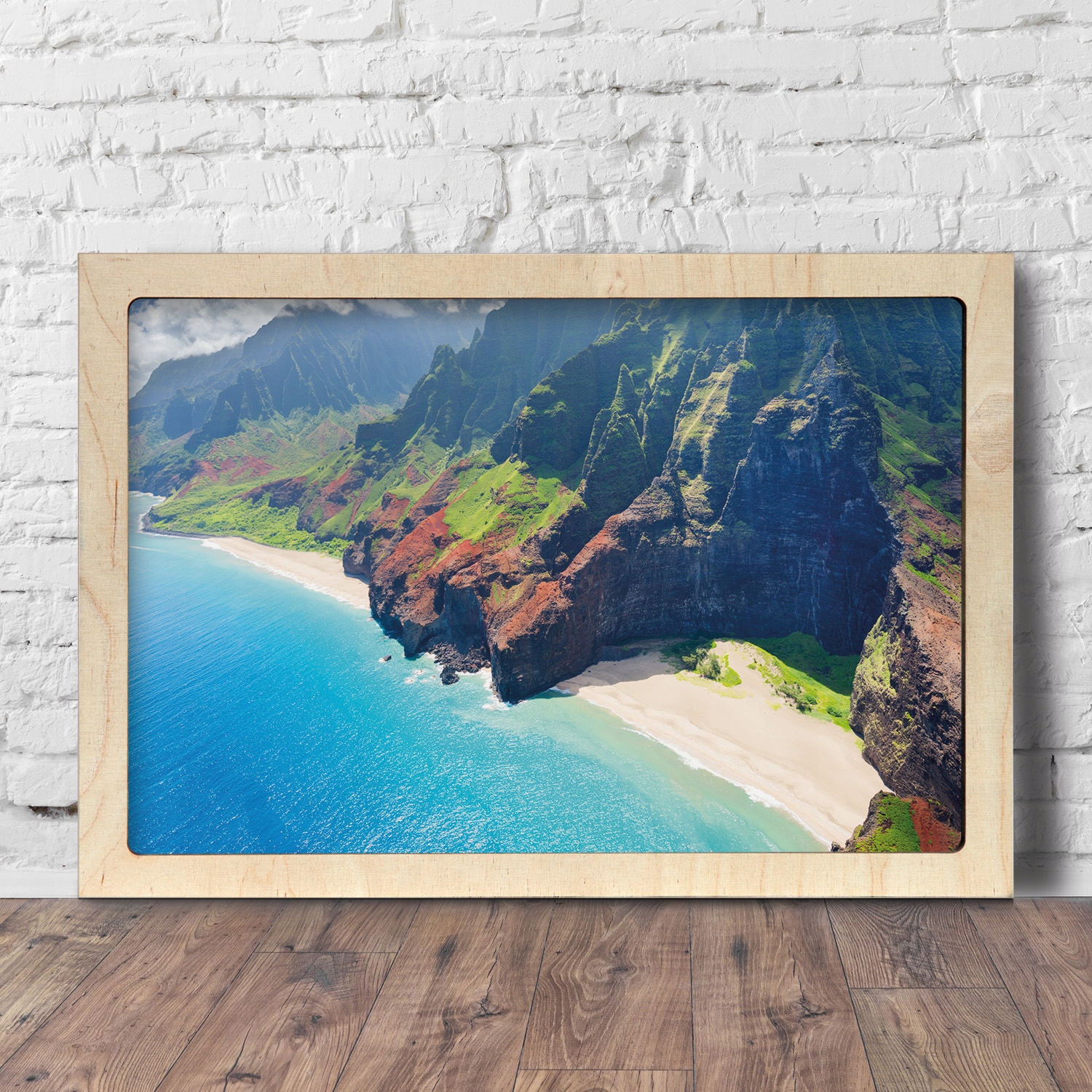 Obraz v dřevěném rámu Ocean hory pláž 60x40