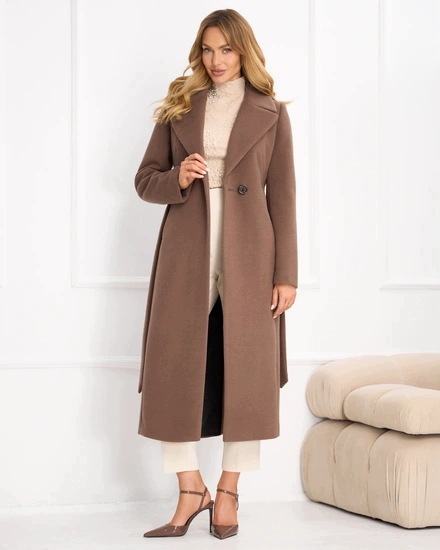 Zartex dámský kabát na podzim a zimu alpaka Amber Cocoa AW26 vel. 36