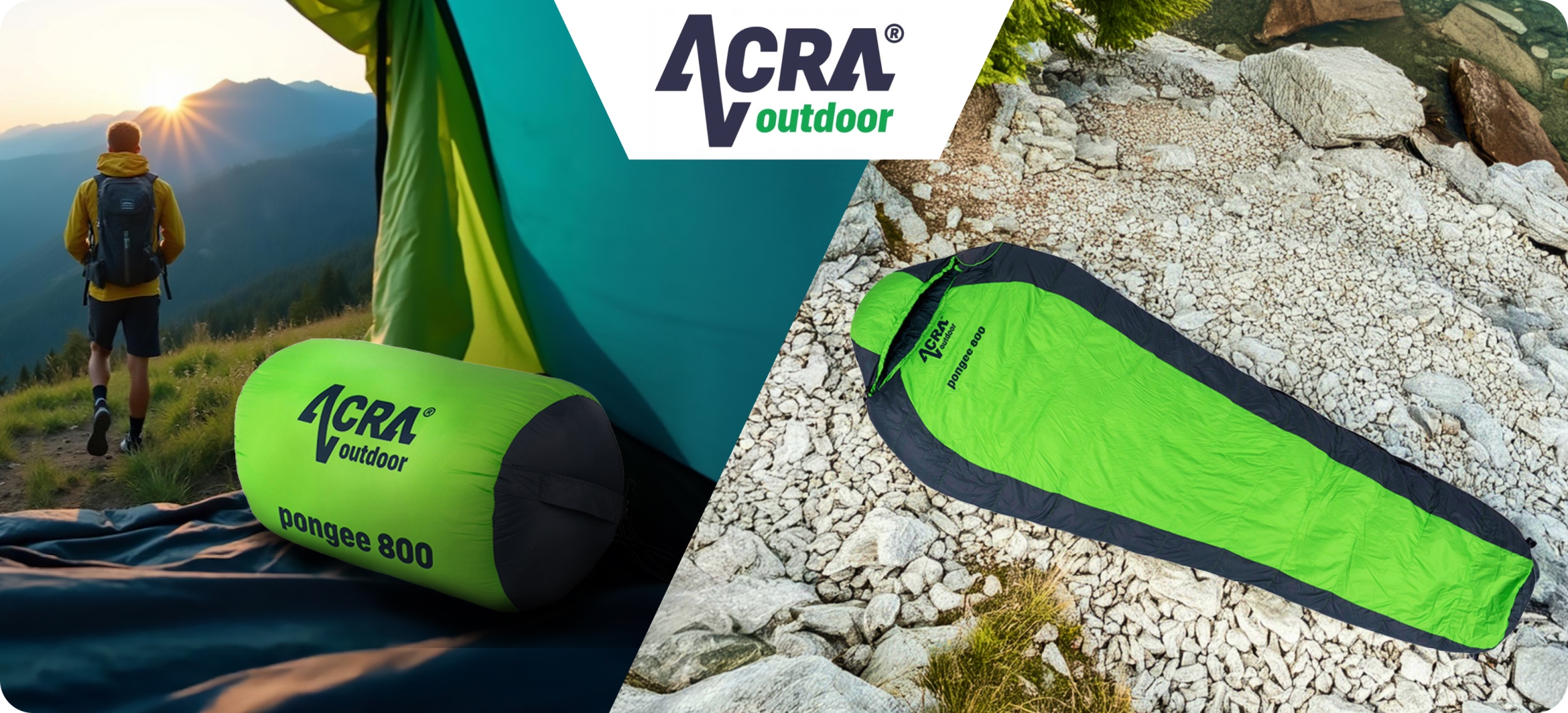 Acra péřový spací pytel Pongee 800 210 cm, kachní peří