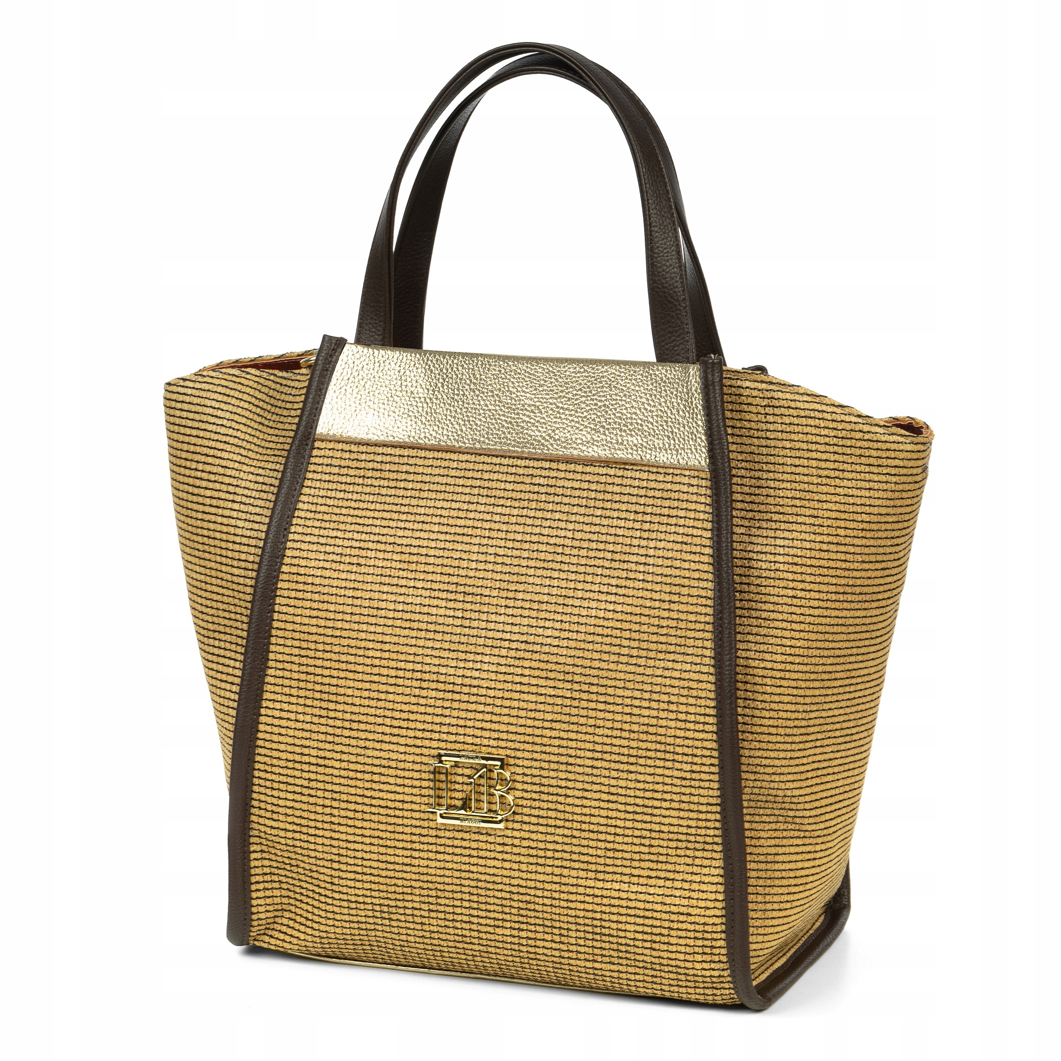 Sláměná Dámská Kabelka Shopper Laura Biaggi Sláměná Taška A4 Přes Rameno