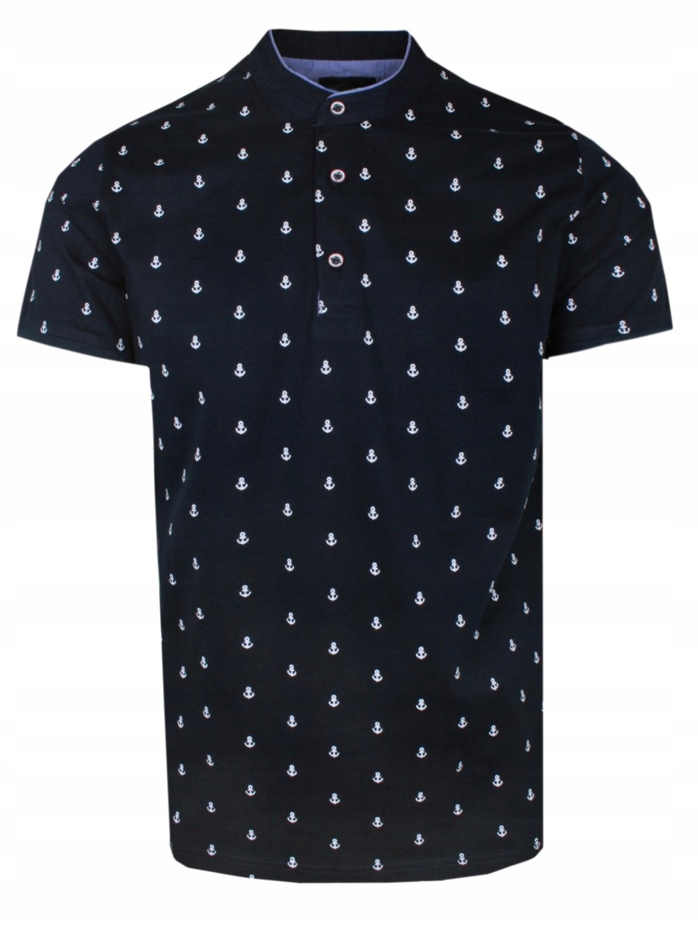 Tmavě modré pánské tričko se stojáčkem XL