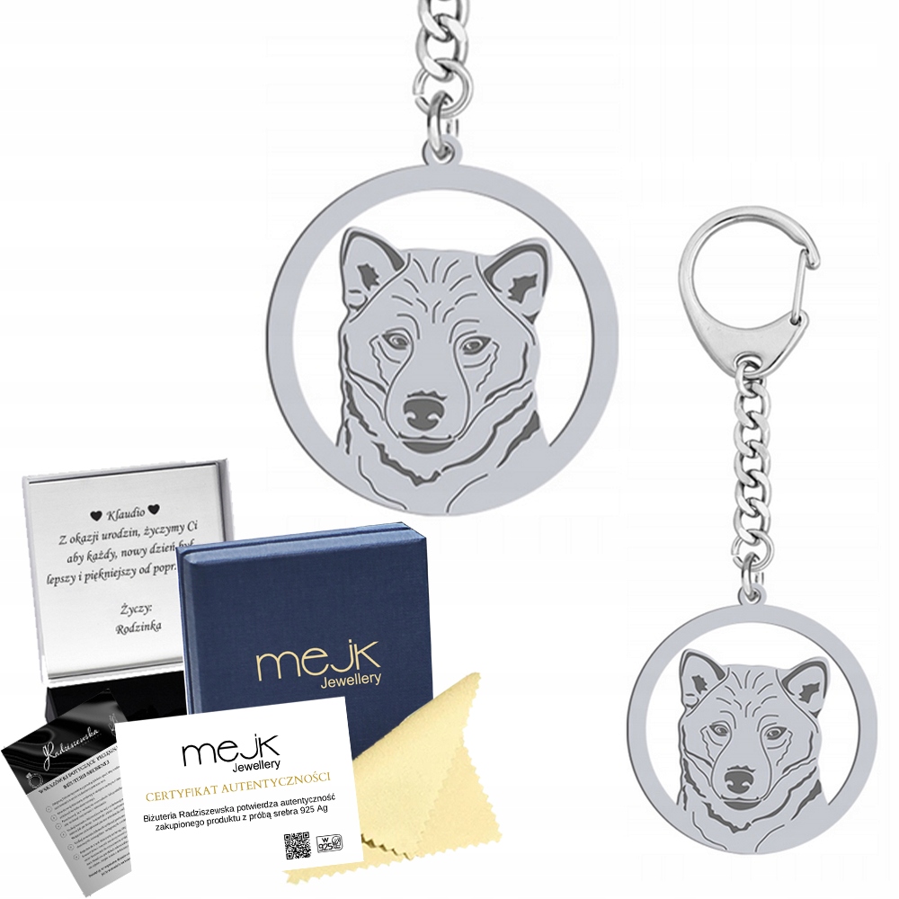 Přívěsek Na Klíče na klíče Shiba-inu Stříbro925 Dárek Gravírování Dedikace Bonus