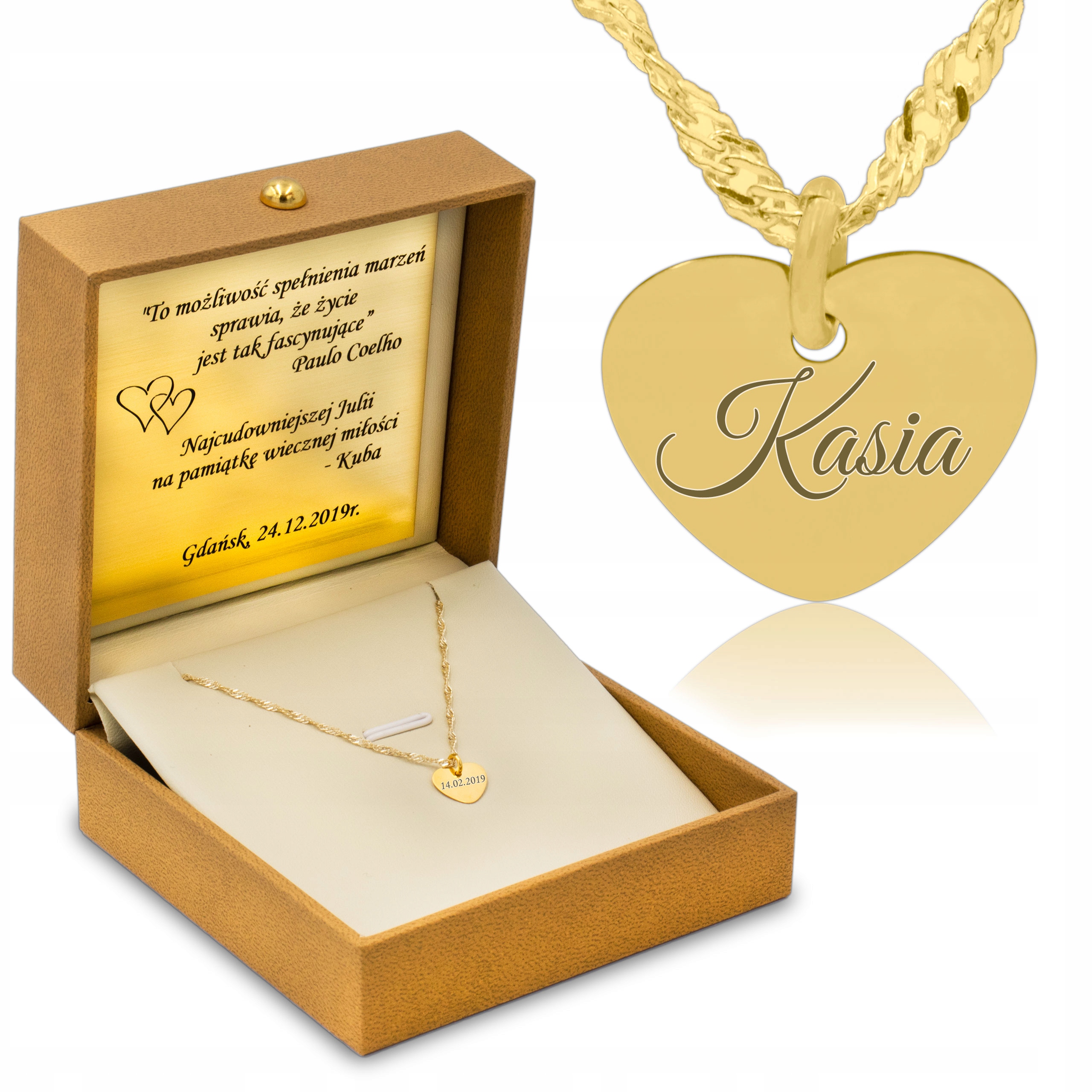 

Naszyjnik złoty Serce pr. 585 z Grawerem Prezent