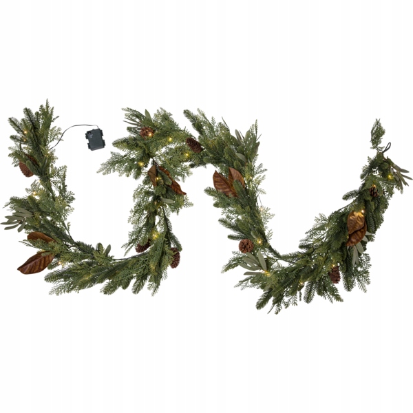 Girlanda s lístkami, šiškami a Led osvetlením MIXI 280 cm na batérie