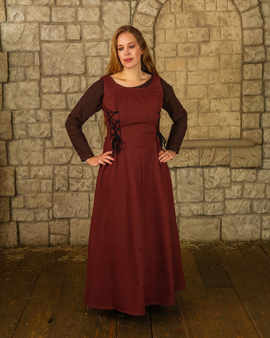 Plátěná Šaty Uma Bordó M Larp